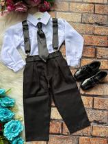 Conjunto Social Meninos Miss Cherry - Camisa Branca e Calça Preta