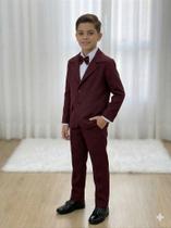 Conjunto Social Miss Cherry Jorge Terno Marsala - Camisa, Gravata, Cinto, Calça e Blaizer