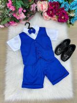 Conjunto Social Miss Cherry Leandro com Colete Azul Royal e Gravata Borboleta Conjunto Social Miss Cherry Leandro com Colete Azul Royal e Gravata Borboleta