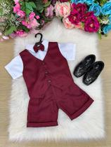 Conjunto Social Miss Cherry Leandro com Colete e Shorts Marsala Conjunto Social Miss Cherry Leandro com Colete e Shorts Marsala