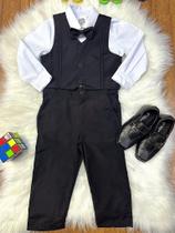 Conjunto Social Pajem: Camisa Branca, Calça e Colete Preto