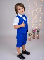 Conjunto Social Pajem com Colete Azul Royal para Menino em Festa
