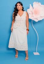 Conjunto Social Plus Size Saia Midi e Colete