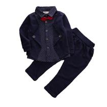 Conjunto social terninho infantil menino - Tamanho 6 meses - Cor azul escuro com camisa preta