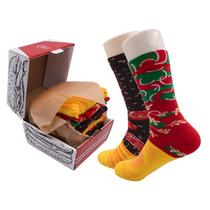 Conjunto Socks Novelty Hamburger Cotton-Blend Crew (3 pares) para adultos Conjunto Socks Novelty Hamburger Cotton-Blend Crew (3 pares) para adultos