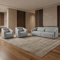 Conjunto Sofá 02 Lugares Living Ísis e Duas Poltronas Tecido Cinza Acquablock Conjunto Sofá 02 Lugares Living Ísis e Duas Poltronas Tecido Cinza Acquablock