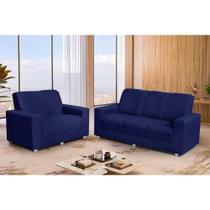 Conjunto Sofá 1,74 x 1,24m 3 e 2 Lugares Suede Roma Azul Conjunto Sofá 1,74 x 1,24m 3 e 2 Lugares Suede Roma Azul