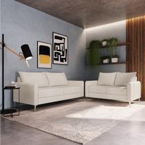 Conjunto Sofá 2 e 3 Lugares Bipartido Davos Branco Off White Conjunto Sofá 2 e 3 Lugares Bipartido Davos Branco Off White