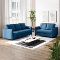 Conjunto Sofá 2 e 3 Lugares em Veludo CabeCasa MadeiraOriginals Conjunto Sofá 2 e 3 Lugares em Veludo CabeCasa MadeiraOriginals