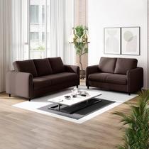 Conjunto Sofá 2 e 3 Lugares em Veludo CabeCasa MadeiraOriginals Marrom