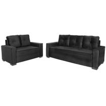 Conjunto Sofá 2 e 3 Lugares em veludo.