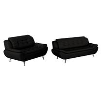Conjunto Sofá 2 e 3 Lugares New Passion Preto