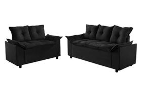 Conjunto Sofá 2 e 3 Lugares Tecido Suede Liones Conjunto Sofá 2 e 3 Lugares Tecido Suede Liones