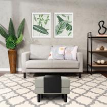 Conjunto Sofá 2 Lugares com Puff Baú 60cm e Bandeja Antúrio CabeCasa MadeiraOriginals Cinza Conjunto Sofá 2 Lugares com Puff Baú 60cm e Bandeja Antúrio CabeCasa MadeiraOriginals Cinza