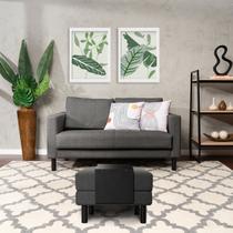 Conjunto Sofá 2 Lugares com Puff Baú 60cm e Bandeja Antúrio CabeCasa MadeiraOriginals Cinza Grafite Conjunto Sofá 2 Lugares com Puff Baú 60cm e Bandeja Antúrio CabeCasa MadeiraOriginals Cinza Grafite