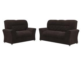 Conjunto Sofá 3 e 2 Lugares Caete Suede Marrom
