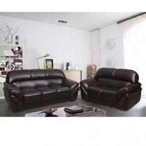 Conjunto Sofá 3 e 2 Lugares Classico material sintético Lisboa Marrom Café