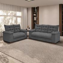 Conjunto Sofá 3 e 2 Lugares Irlanda Veludo Cinza Conjunto Sofá 3 e 2 Lugares Irlanda Veludo Cinza