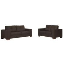 Conjunto Sofá 3 e 2 Lugares Sala de Estar Kenny Tabaco Couro G43 - Gran Belo Conjunto Sofá 3 e 2 Lugares Sala de Estar Kenny Tabaco Couro G43 - Gran Belo