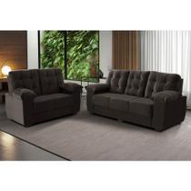 Conjunto Sofá 3 e 2 Lugares Veludo Lisboa Estofados Paraná