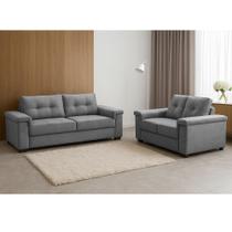 Conjunto Sofá 3 e 2 Lugares Veludo Palazio Ferguile