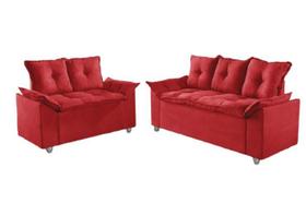 Conjunto Sofá 3 e 2 Lugares Veneza Vermelho Aifos Estofados Conjunto Sofá 3 e 2 Lugares Veneza Vermelho Aifos Estofados