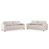 Conjunto Sofá 3 e 3,5 Lugares Herval Clean, Linho Bege Conjunto Sofá 3 e 3,5 Lugares Herval Clean, Linho Bege