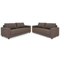 Conjunto Sofá 3 e 3,5 Lugares Herval Clean, Linho Marrom