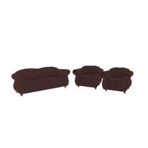 Conjunto Sofá 3 Lugares + 2 Poltronas Chesterfield Merlo- Suede Marrom / decoração, sala de estar, recepção, barbearia