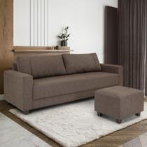 Conjunto Sofá 3,5 Lugares e Puff Herval Clean, Linho Marrom