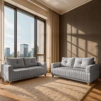 Conjunto Sofá 3x2 Lugares Leona em Linho Bom Pastor