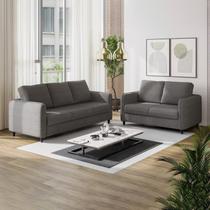 Conjunto Sofá 5 Lugares Linho Cinza Orquídea 195cm e 138cm CabeCasa MadeiraOriginals Conjunto Sofá 5 Lugares Linho Cinza Orquídea 195cm e 138cm CabeCasa MadeiraOriginals