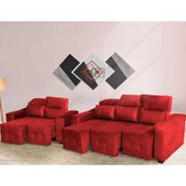 Conjunto Sofá Alfa 2 e 3 Lugares Retrátil Reclinável Vermelho WS Estofados