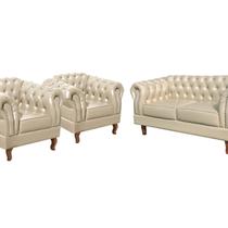 Conjunto Sofá Chesterfield 2 Lugares 2 Poltronas Dom Pedro Conjunto Sofá Chesterfield 2 Lugares 2 Poltronas Dom Pedro