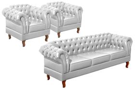 Conjunto Sofá Chesterfield 3 Lugares + 2 Poltronas Dom Pedro Conjunto Sofá Chesterfield 3 Lugares + 2 Poltronas Dom Pedro