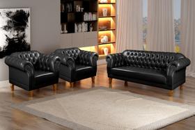 Conjunto Sofá Chesterfield 3 Lugares + 2 Poltronas