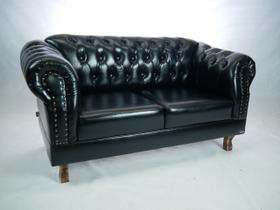 Conjunto Sofá Chesterfield Capitonê Duque 1.80M Clássico Sala Recepção Barbearia - 3 Peças