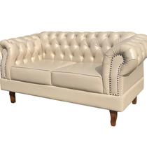 Conjunto Sofá Chesterfield Lugares 2 Poltronas Dom Pedro Bege