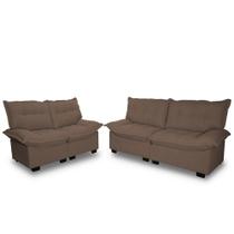 Conjunto Sofá Coliseu 3 e 2 Lugares Bouclê Cafe - King House Conjunto Sofá Coliseu 3 e 2 Lugares Bouclê Cafe - King House