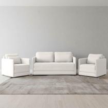 Conjunto Sofá Dália Retrátil 2 Poltronas Cama Veludo Off White D'Rossi Conjunto Sofá Dália Retrátil 2 Poltronas Cama Veludo Off White D'Rossi