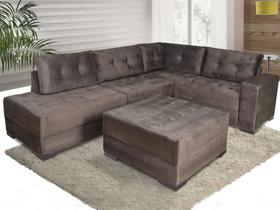 Conjunto Sofa de canto Elantra Grande com puff Bom descanso Tabaco Pena