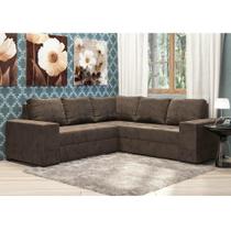 Conjunto Sofá de Canto Estofar Melissa 2 e 3 Lugares Animale - Cacau