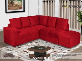 Conjunto Sofa de canto Sandero com puff Bom descanso Veludinho Vermelho