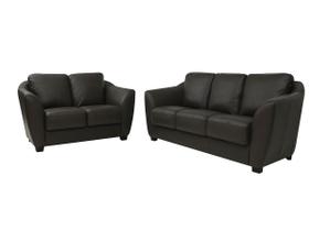 Conjunto Sofá de Couro Baltic 3 e 2 lugares Marrom - Mempra