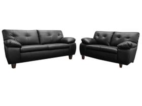 Conjunto Sofá de Couro Marselha 3 e 2 lugares Preto Conjunto Sofá de Couro Marselha 3 e 2 lugares Preto