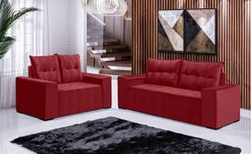 Conjunto Sofá de Veludo 3 e 2 lugares ESTILO ESTOFADOS Las Vegas 2,00x1,50m "Vermelho" Conjunto Sofá de Veludo 3 e 2 lugares ESTILO ESTOFADOS Las Vegas 2,00x1,50m "Vermelho"