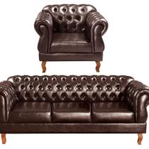 Conjunto Sofá Duquesa Chesterfield 3 Lugares + 1 Poltrona
