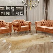 Conjunto Sofá Duquesa Chesterfield Lugares e 2 Poltronas Cobre Terracota Conjunto Sofá Duquesa Chesterfield Lugares e 2 Poltronas Cobre Terracota