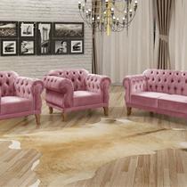 Conjunto Sofá Duquesa Chesterfield Lugares e 2 Poltronas Rosa Rose Conjunto Sofá Duquesa Chesterfield Lugares e 2 Poltronas Rosa Rose