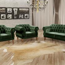 Conjunto Sofá Duquesa Chesterfield Lugares e 2 Poltronas Verde Conjunto Sofá Duquesa Chesterfield Lugares e 2 Poltronas Verde